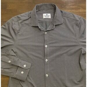 Mizzen + Main Mens Black Gingham‎ Check American Trim Fit Button Up Shirt Large